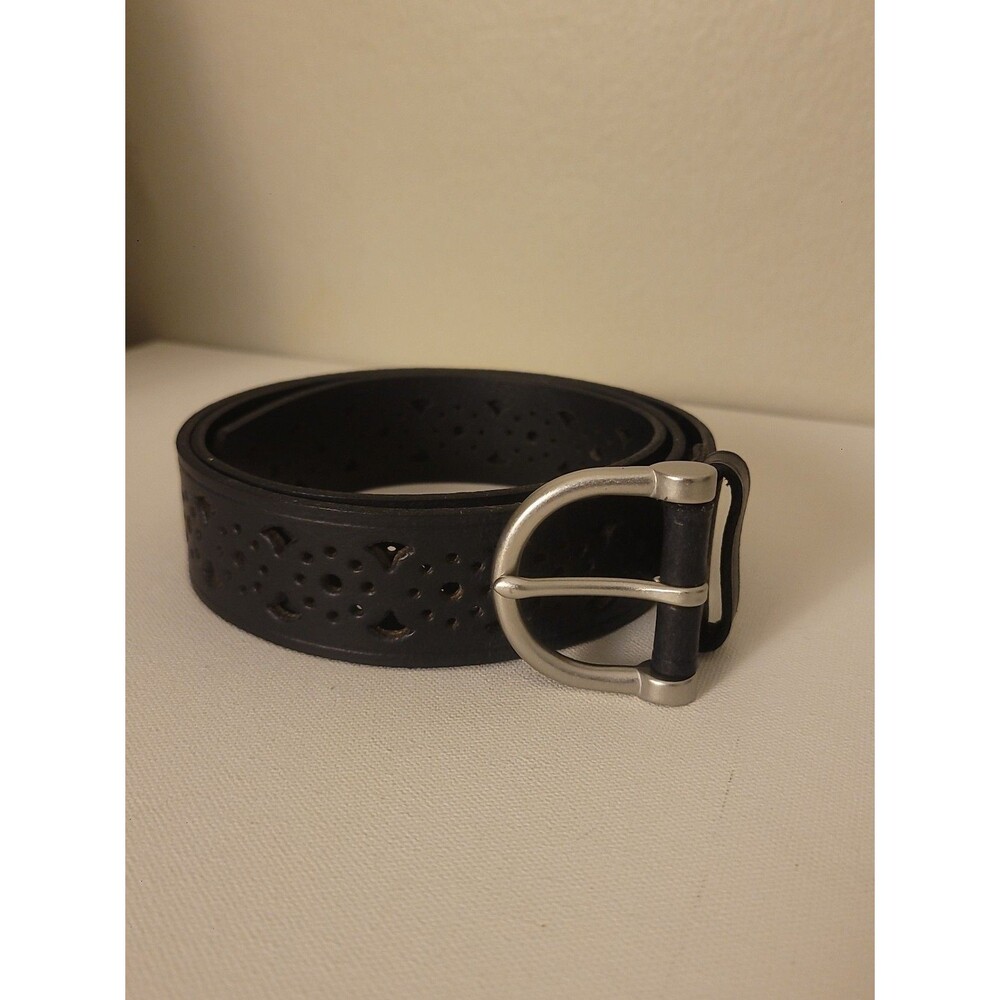 Black Cut Out Leather Boho Belt Sz M